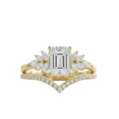 1.60 ct Emerald Cut Lab-Grown Engagement Ring Set