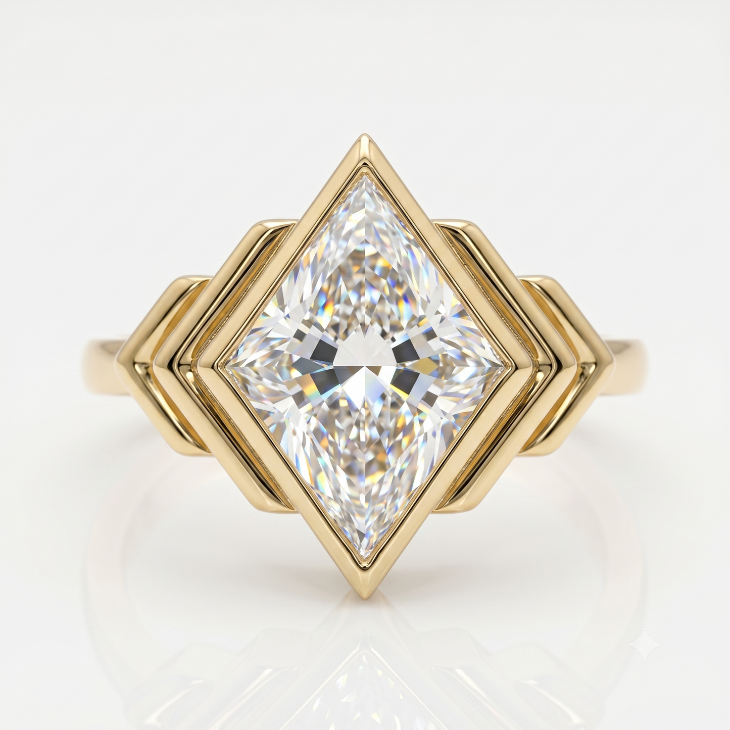 3 Ct Kite Lab Diamond Bezel Ring – Geometric & Unique