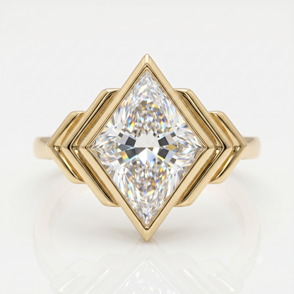 3 Ct Kite Lab Diamond Bezel Ring – Geometric & Unique