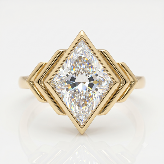 3 Ct Kite Lab Diamond Bezel Ring – Geometric & Unique