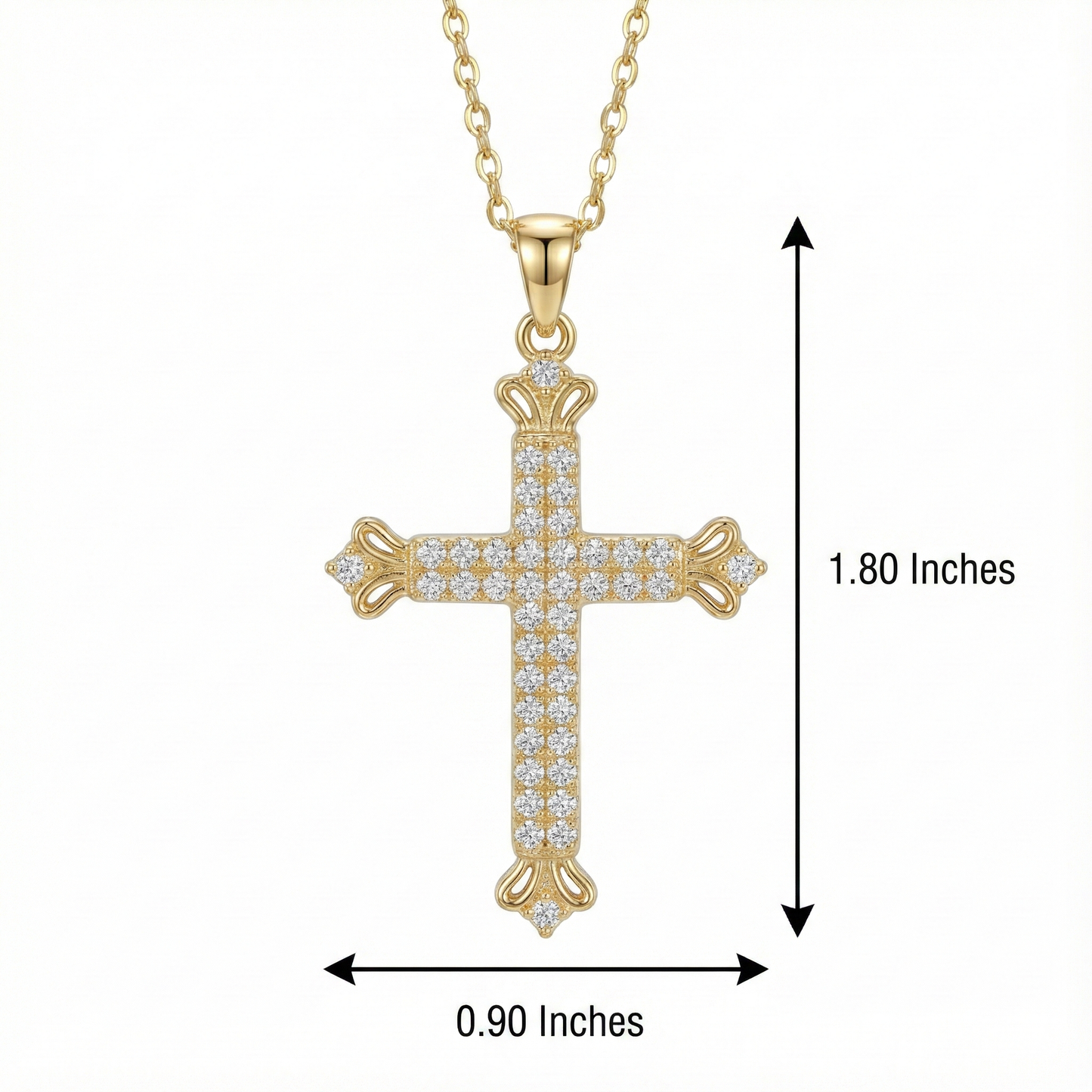 0.600Ct Lab-Grown Cross Necklace 14K Solid Gold Pendant