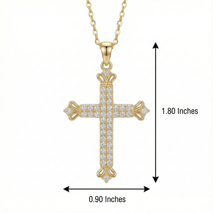 0.600Ct Lab-Grown Cross Necklace 14K Solid Gold Pendant