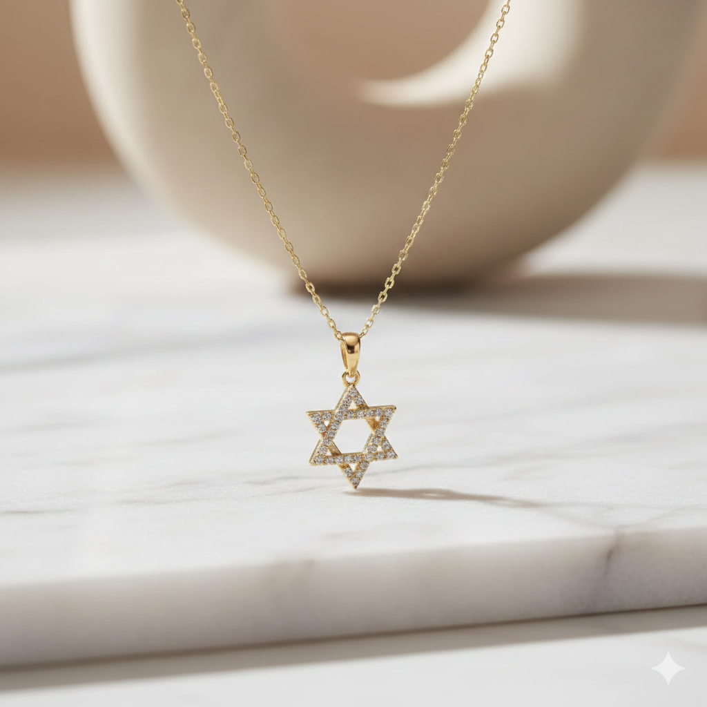 Spiritual Star of David Pendant – 14K Gold Lab Diamonds
