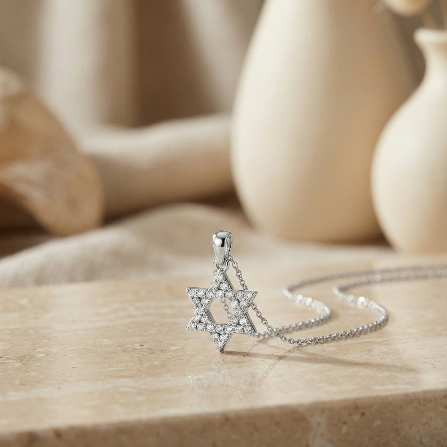 Spiritual Star of David Pendant – 14K Gold Lab Diamonds