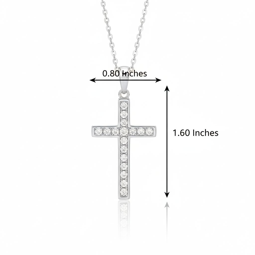 0.580 ct Lab-Grown Cross Pendant - Round Cut Tennis Necklace