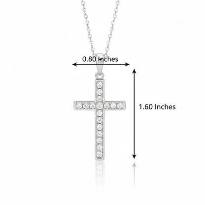 0.580 ct Lab-Grown Cross Pendant - Round Cut Tennis Necklace