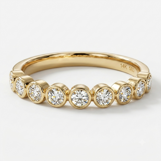 0.320 ct Diamond Half Eternity Ring - Bezel Set Lab Diamond Band