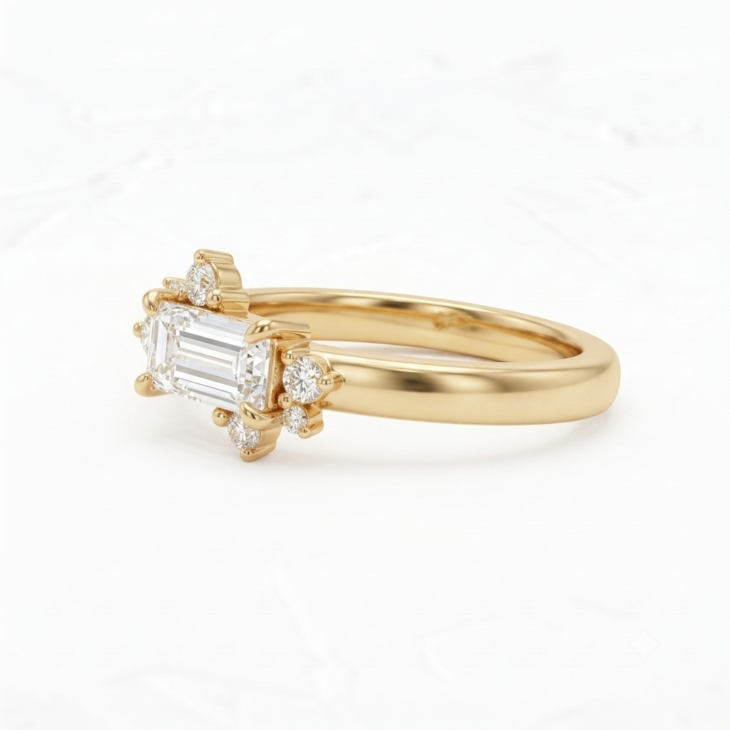 0.300 ct Baguette & Round Cut Lab Grown Diamond Unique Wedding Band