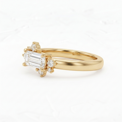 0.300 ct Baguette & Round Cut Lab Grown Diamond Unique Wedding Band