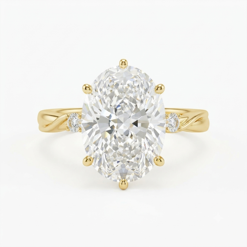 1.00ct Oval Cut Lab Grown Diamond Solitaire Elegant Engagement Ring