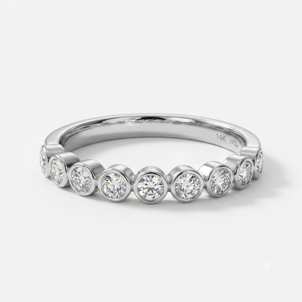 0.320 ct Diamond Half Eternity Ring - Bezel Set Lab Diamond Band
