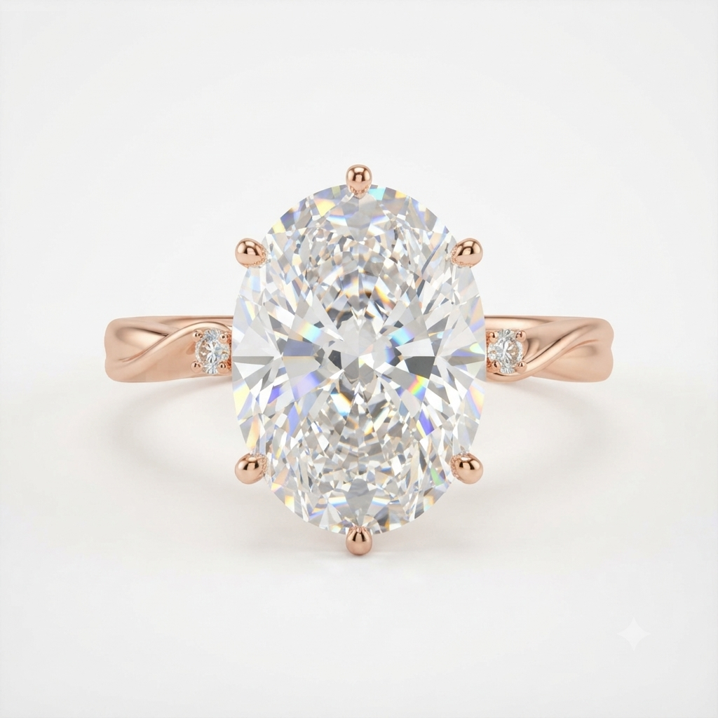 1.00ct Oval Cut Lab Grown Diamond Solitaire Elegant Engagement Ring