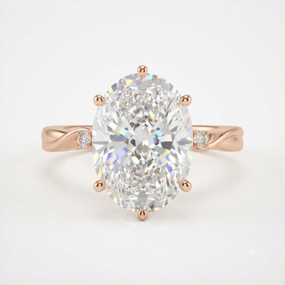 1.00ct Oval Cut Lab Grown Diamond Solitaire Elegant Engagement Ring