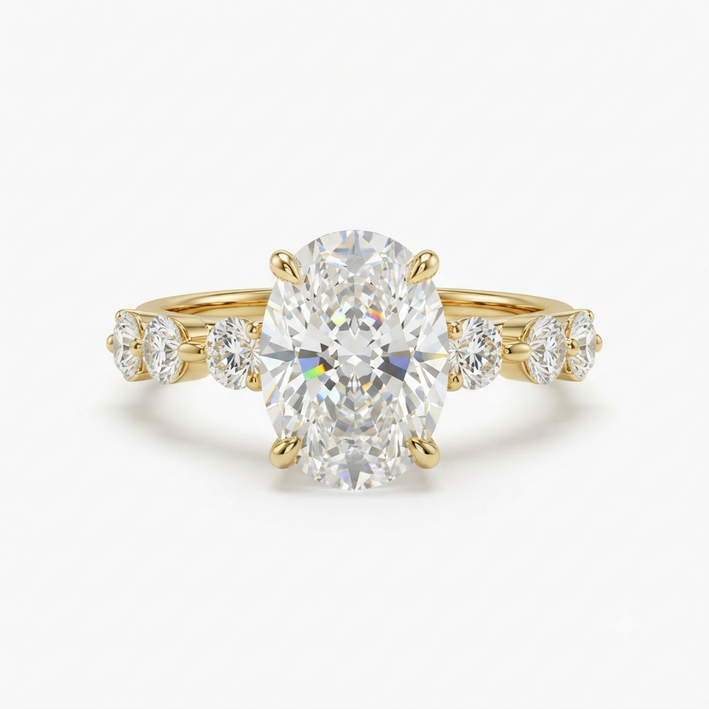 oval cut lab grown diamond classic engagement ring
