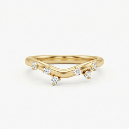 round cut lab grown diamond curved wedding band