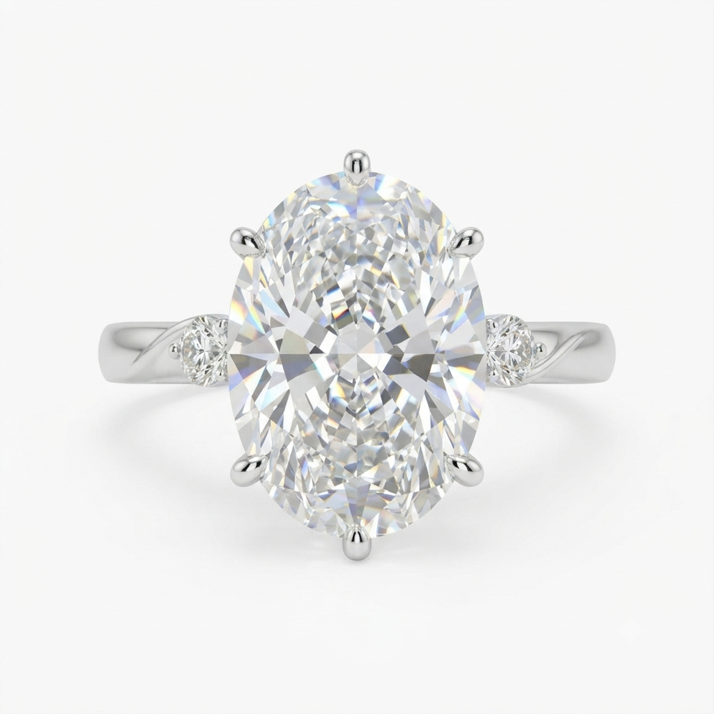 1.00ct Oval Cut Lab Grown Diamond Solitaire Elegant Engagement Ring