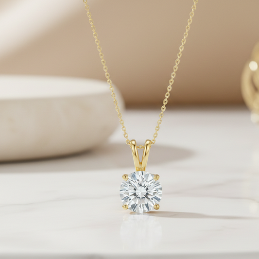 0.13 CT round cut diamond necklace – simple & timeless
