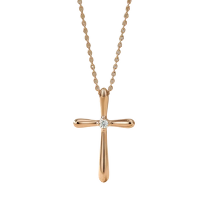 0.050 Ct Lab-Grown Cross Necklace – 14K Gold Christian Pendant
