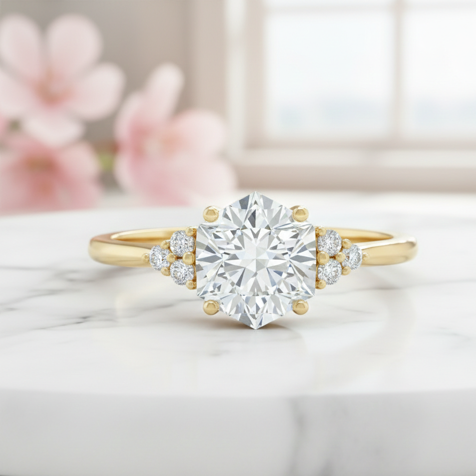 1.56ct Hexagon Cut Lab-Grown Engagement Ring