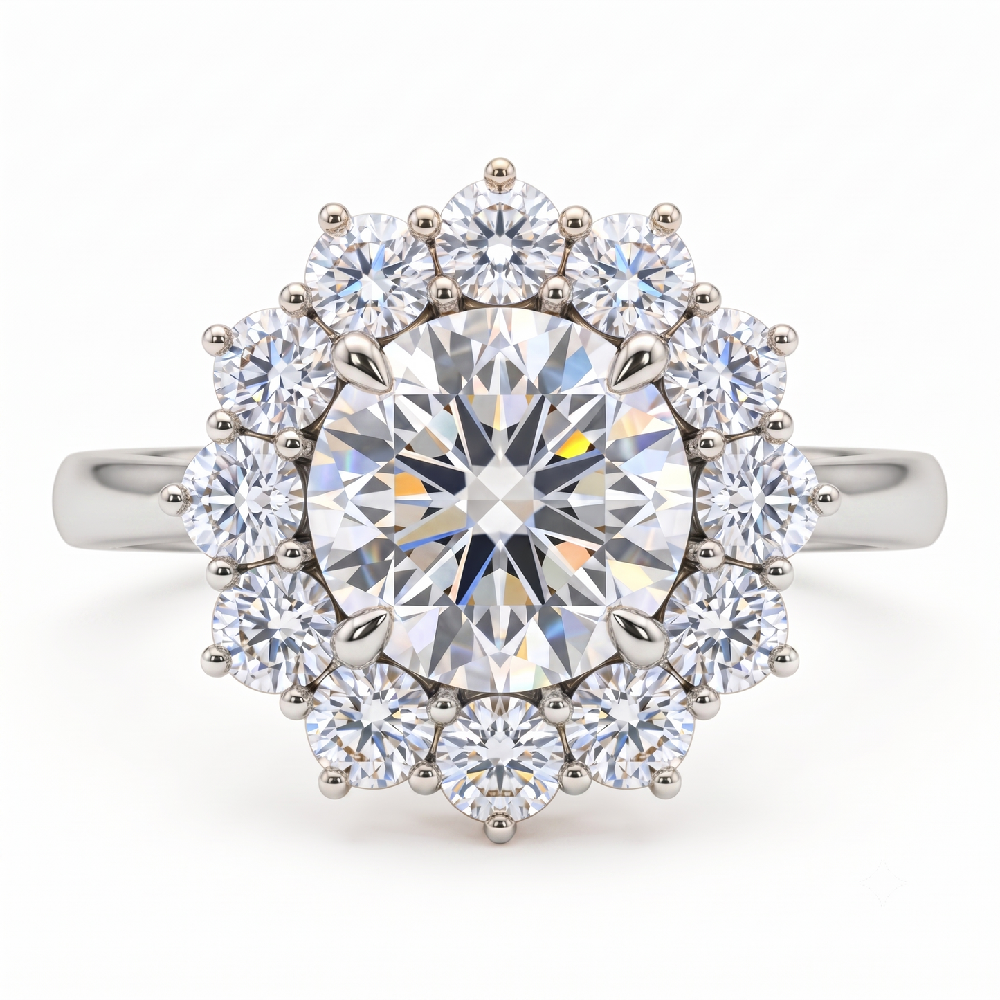 1.00 CT Starburst Round Lab-Grown Celestial Engagement Ring