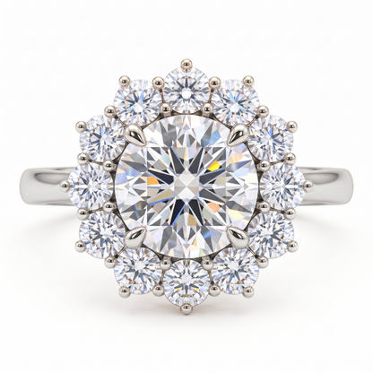 1.00 CT Starburst Round Lab-Grown Celestial Engagement Ring