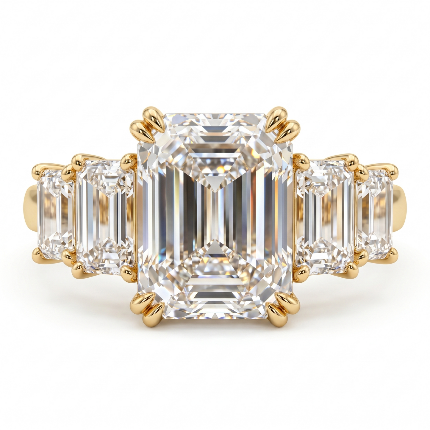 1.00 ctw 14k Gold Emerald Cut Lab-Grown Diamond Three Stone Engagement Ring