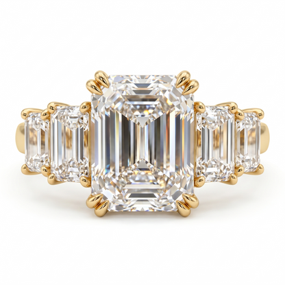 1.00 ctw 14k Gold Emerald Cut Lab-Grown Diamond Three Stone Engagement Ring