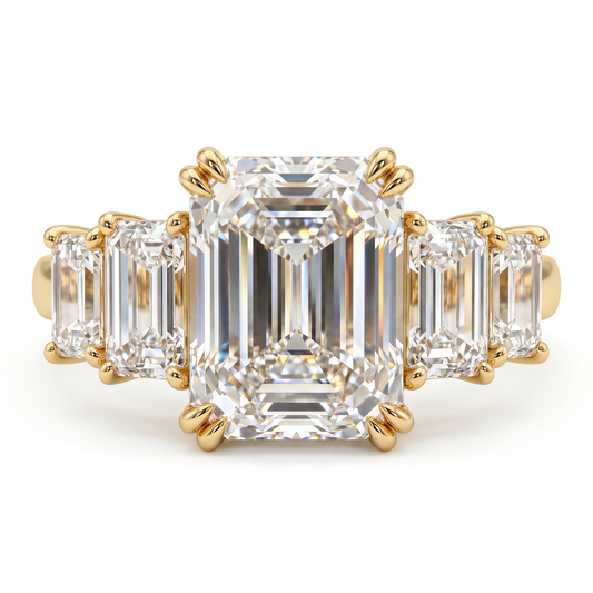 1.00 ctw 14k Gold Emerald Cut Lab-Grown Diamond Three Stone Engagement Ring