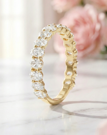 1.36 Ct Oval Lab-Grown Wedding Band – Half Eternity Ring