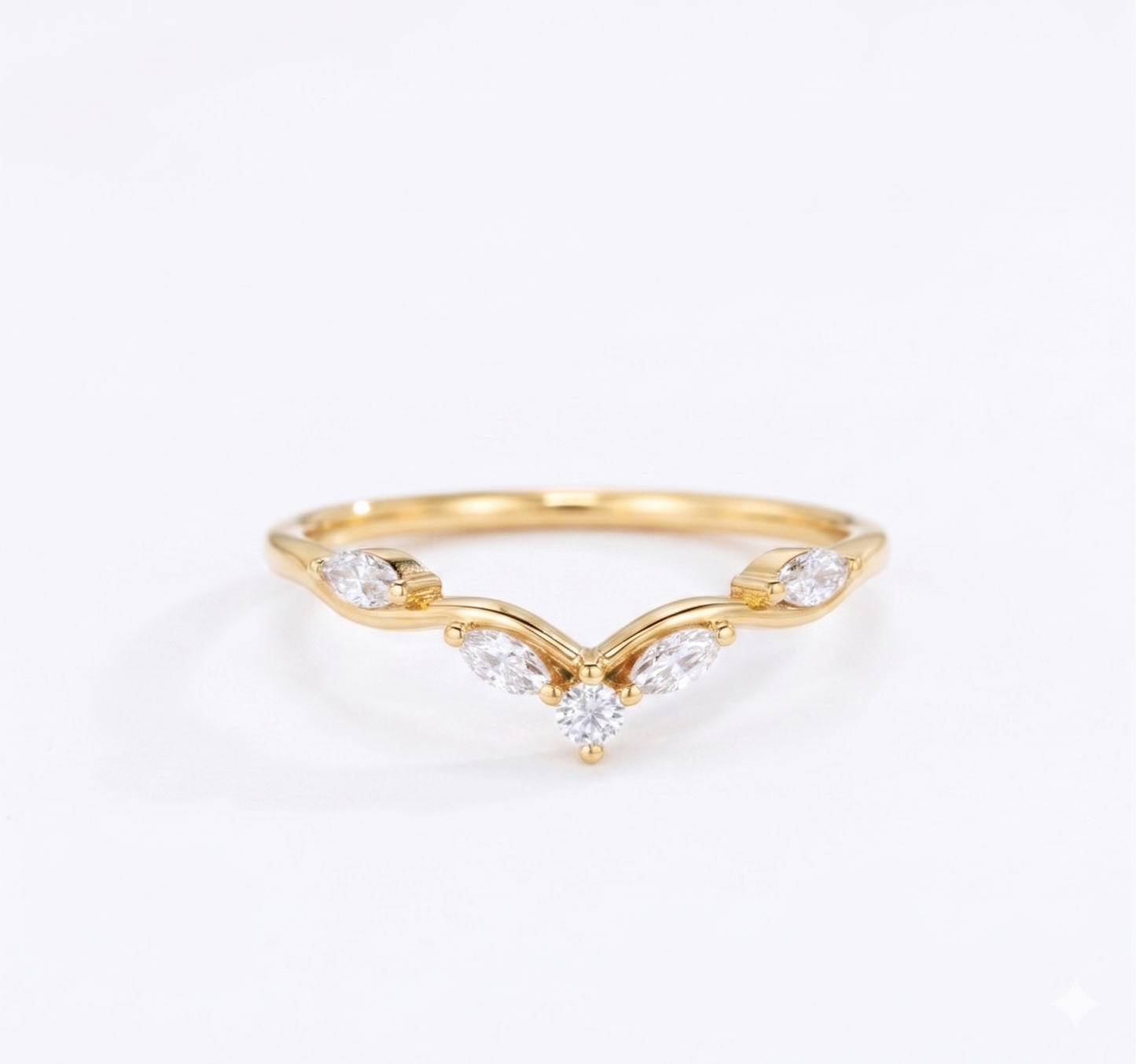 0.170ct Vintage Marquise Lab-Grown Diamond Curved Wedding Band