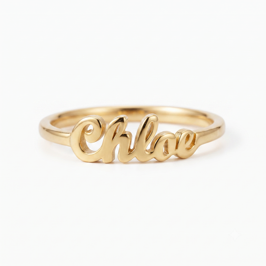 14K Solid Gold Personalized Name Ring – Custom Jewelry