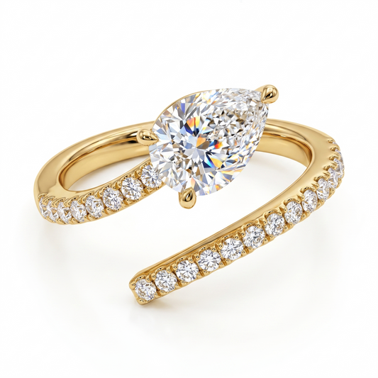 1.300 CT Pear Shape Natural Diamond Engagement Ring