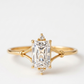  Emerald Cut diamod ring in yellow gold