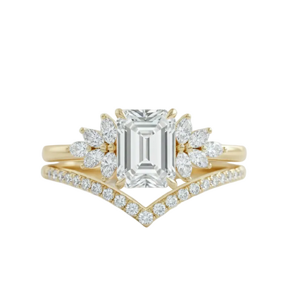 1.50 Ct Emerald Cut Lab-Grown Engagement Ring Set