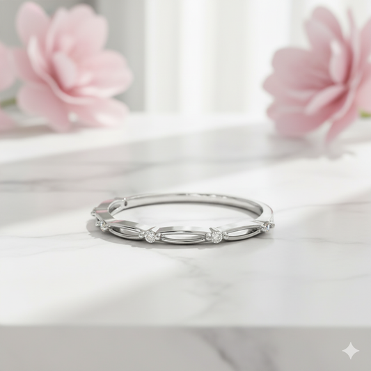 Lab Grown Diamond Floral Band • 14K Gold Marquise Open Design Ring