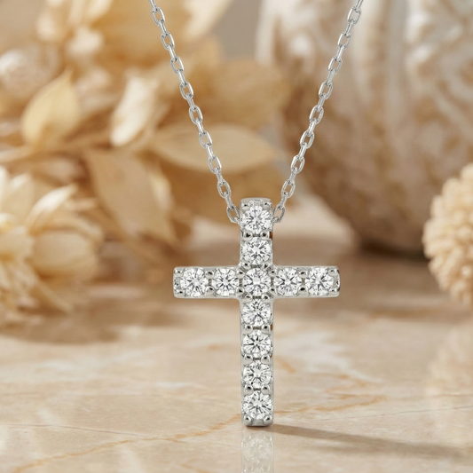 moissanite cross necklace​

