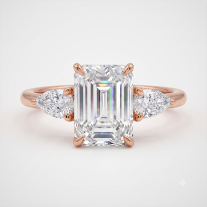 2.10ct Emerald Lab Diamond 3‑Stone Ring – Amavida Jewels