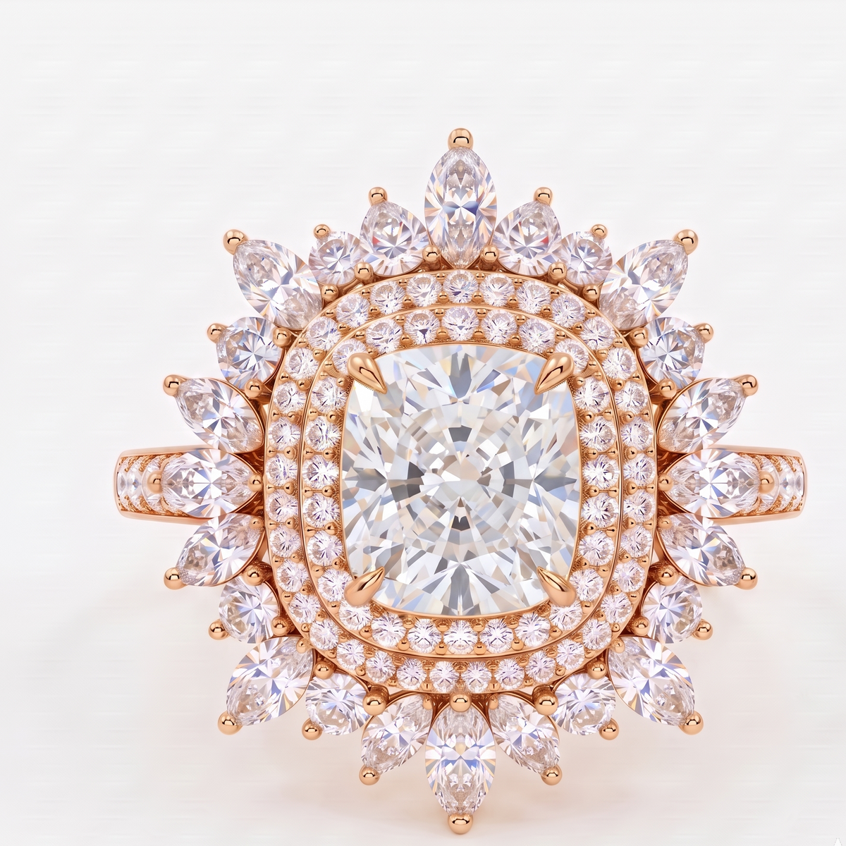 cushion cut lab grown diamond halo engagement ring