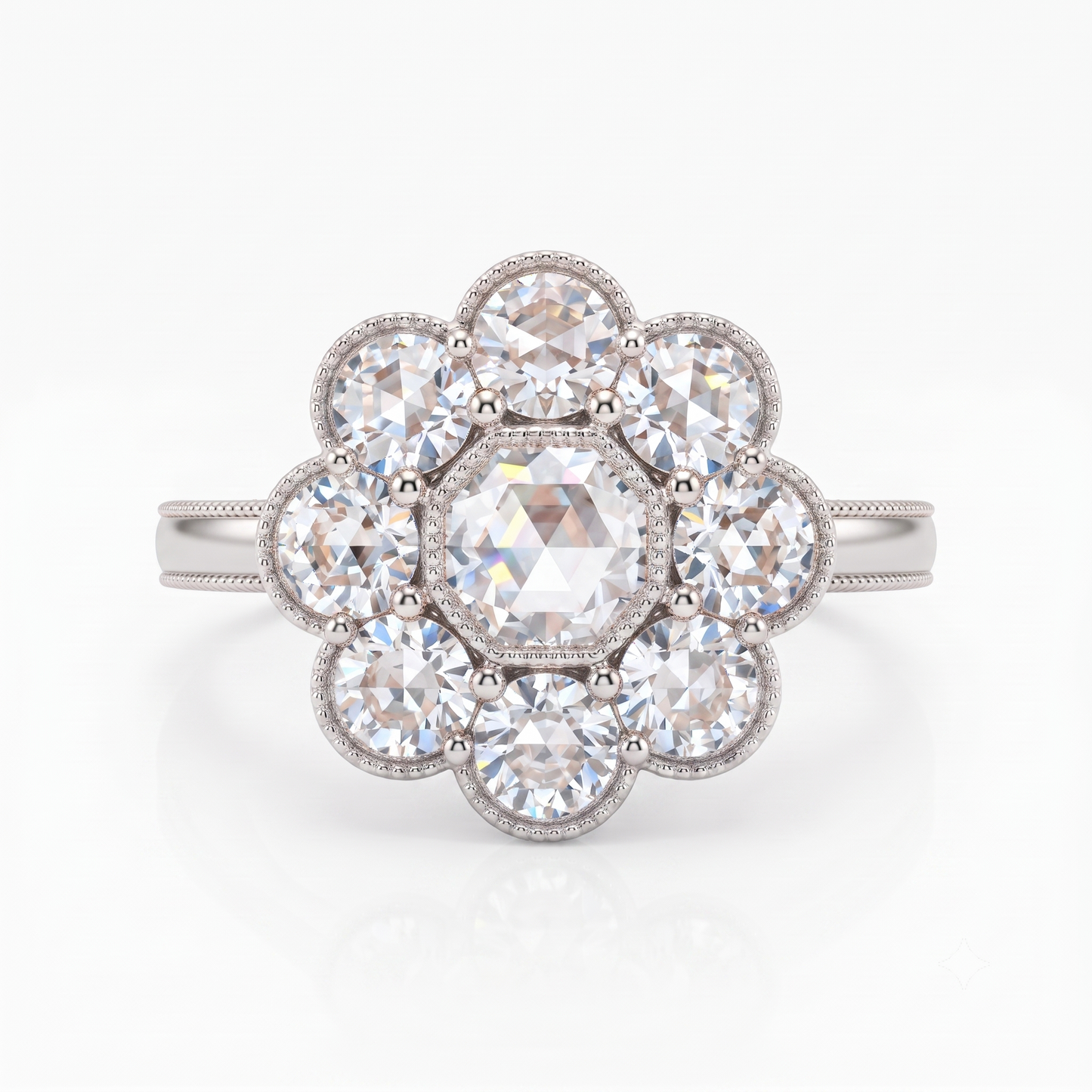 Antique 1.20 CT Round Rose Cut Lab-Grown Engagement Ring