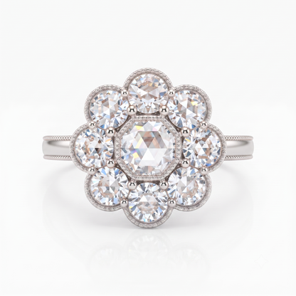 Antique 1.20 CT Round Rose Cut Lab-Grown Engagement Ring