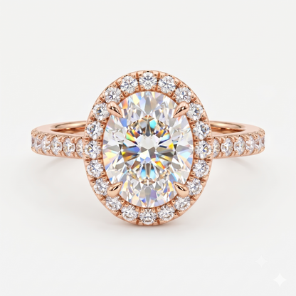 2.00ct Oval cut Halo Lab-Grown engagement ring