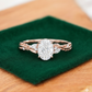 1.60ct Oval Lab Grown Diamond Engagement Ring, Leaf Art Deco Bridal Ring