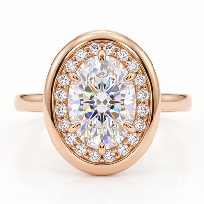 white gold oval engagement rings with halo​

