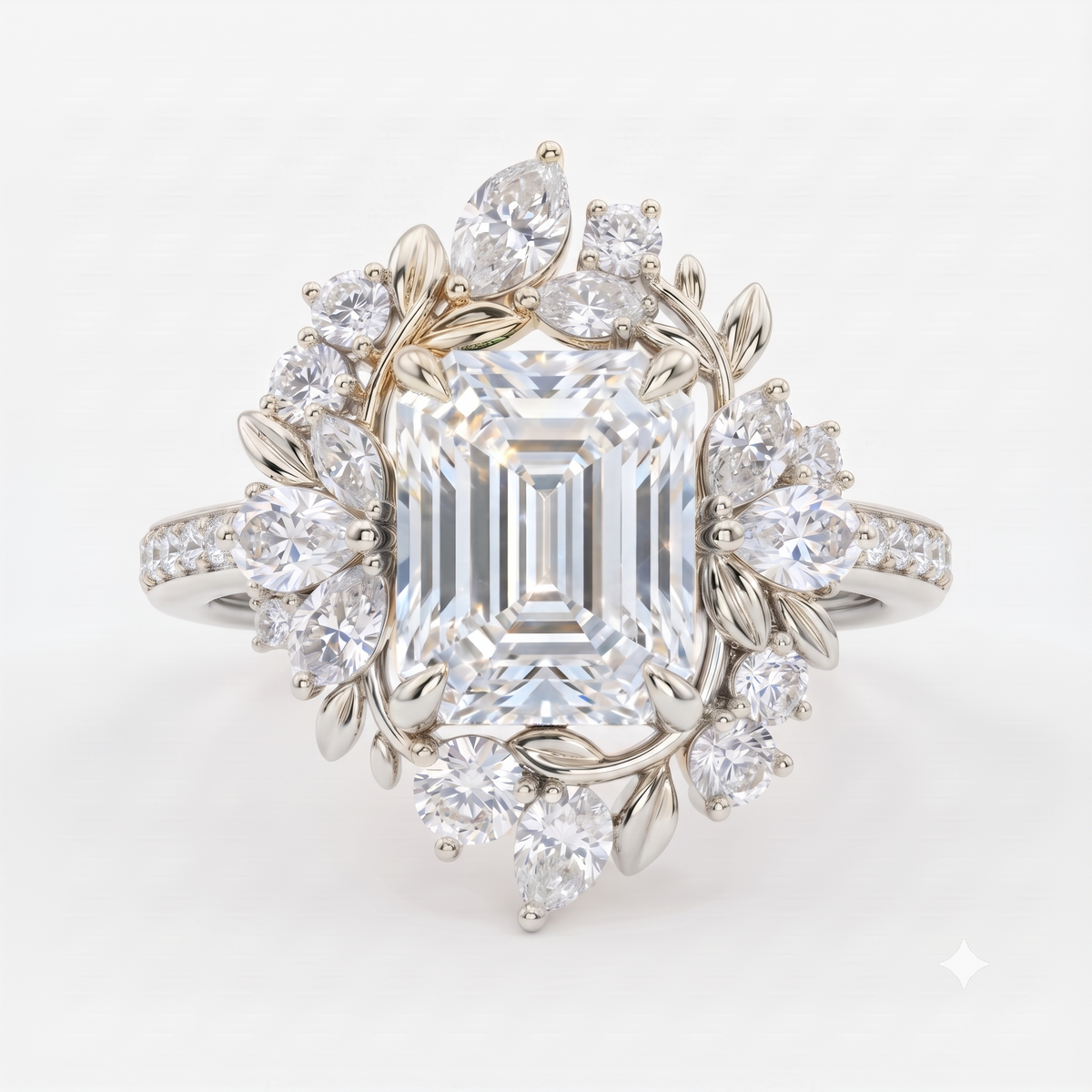 floral lab grown diamond engagement ring
