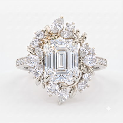 floral lab grown diamond engagement ring