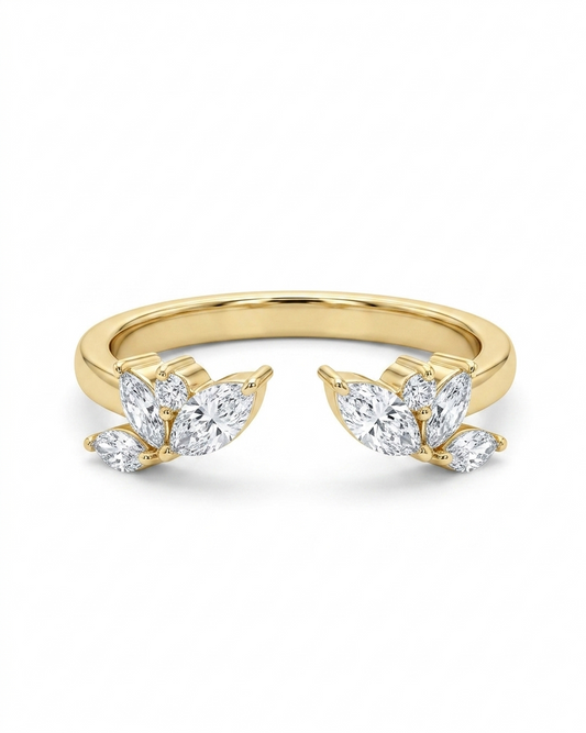 Vintage marquise Lab-Grown cluster curved wedding ring band
