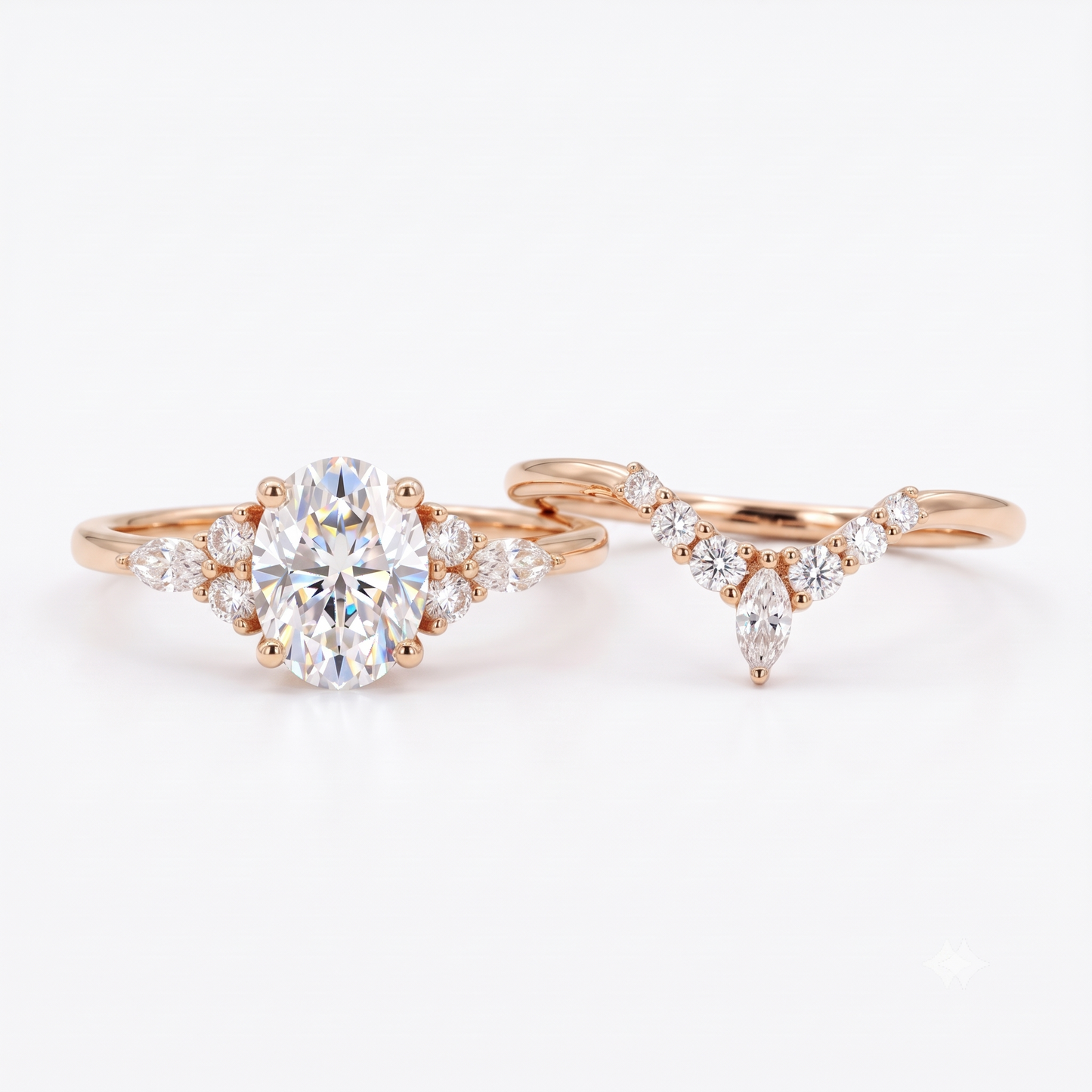 1.690 CT Oval Cut Lab Grown Diamond Engagement Ring Set