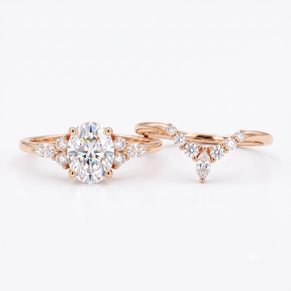 1.690 CT Oval Cut Lab Grown Diamond Engagement Ring Set