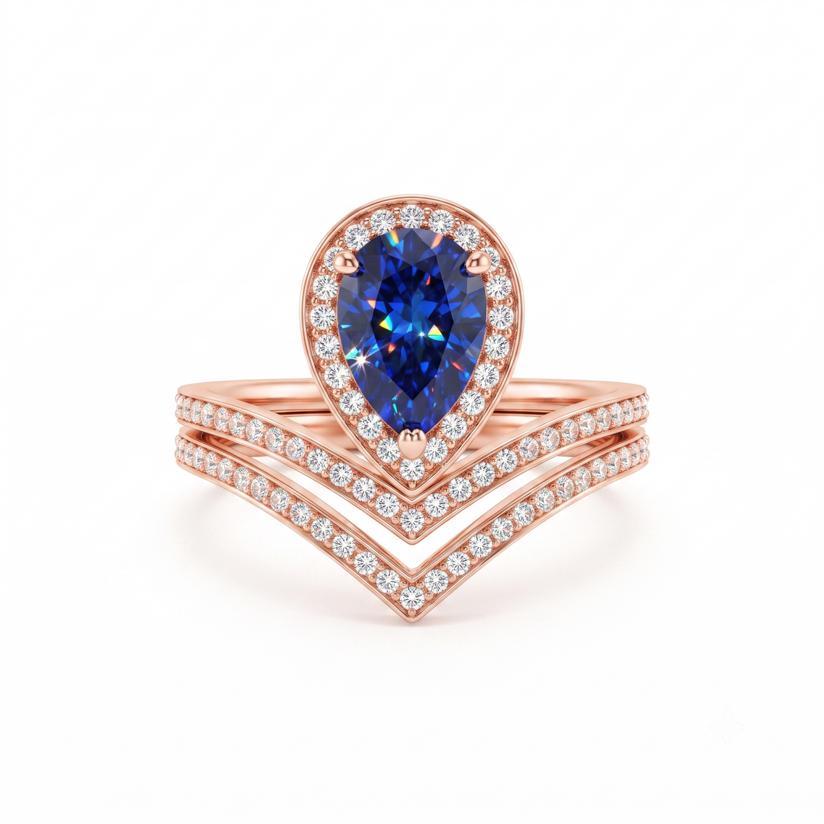 Vintage Pear Cut Cluster Blue Engagement Ring
