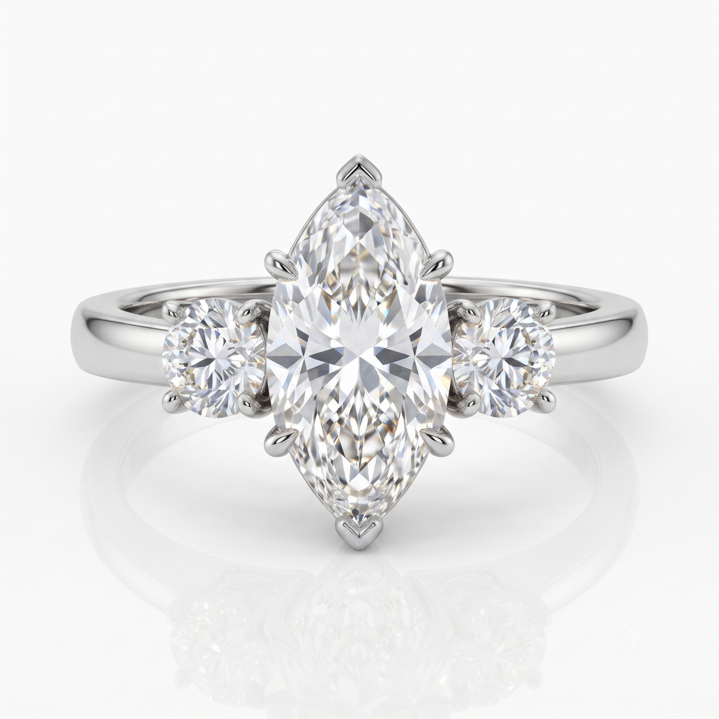 1.00 ct Three Stone Marquise Cut Lab Grown Diamond Engagement Ring